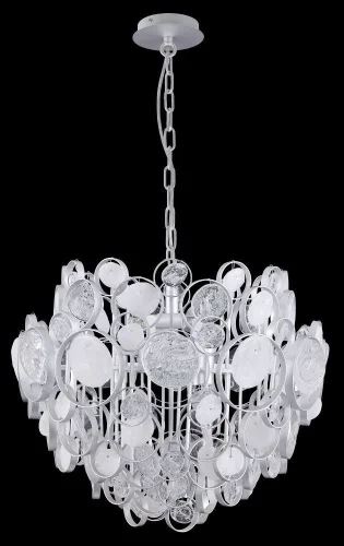 Светильник подвесной DESEO SP6 D460 SILVER Crystal Lux белый прозрачный 6 ламп, основание серебряное в стиле арт-деко  фото 3